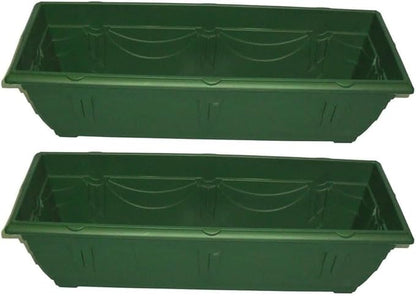 shopior Venetian Window Box Planter Pot– Durable Rectangle Plastic Outdoor Planters for Home & Garden | Planting Trough for Windows (Green - Pack 1, 40cm - (Window Box))