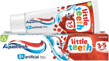 Aquafresh Little Teeth Kids Toothpaste Ages 3–5 Years | Gentle Fluoride Protection for Children’s Teeth | Mild Fruity Flavour Toothpaste for Toddlers with Fun 3D Puffy Sticker Sheet | (4 x 50ml) (4)