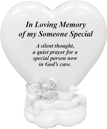 OnlineStreet Memorial Heart Plaques Grave Cherub Ornaments - Personalised Grave Decoration Plaques, Cherub, Engraved with Remembrance Quotes in Loving Memory of your Special Ones (Husband)