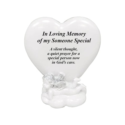 Memorial Heart Plaques Grave Cherub Ornaments - Personalised Grave Decoration Plaques, Cherub, Engraved with Remembrance Quotes in Loving Memory of your Special Ones (Someone Special)