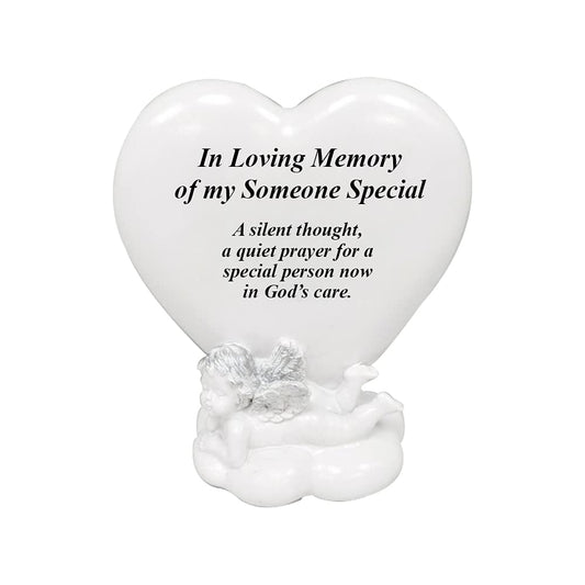 Memorial Heart Plaques Grave Cherub Ornaments - Personalised Grave Decoration Plaques, Cherub, Engraved with Remembrance Quotes in Loving Memory of your Special Ones (Someone Special)