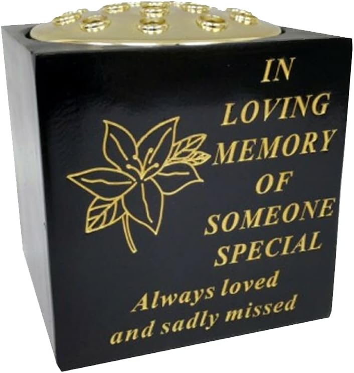 Graveside Memorial Vase – Weatherproof Grave Flower Container with Removable Lid – Elegant Cemetery Tribute Vase | Remembrance Ornament, Sympathy Gift for Loved One (Brother)