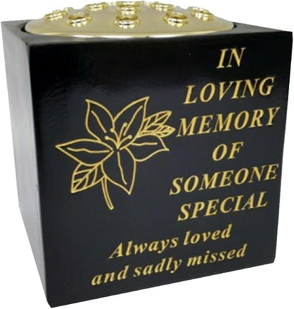 Graveside Memorial Vase – Weatherproof Grave Flower Container with Removable Lid – Elegant Cemetery Tribute Vase | Remembrance Ornament, Sympathy Gift for Loved One (Brother)