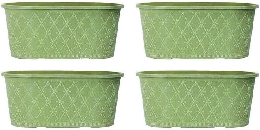 Powdered Whitewashed Trough Window Box 42cm – Decorative Plastic Outdoor Planter with Drainage Holes – Weatherproof Plastic Outdoor Planter with Drainage Holes Flower Pot for Gardens (1, Pink)