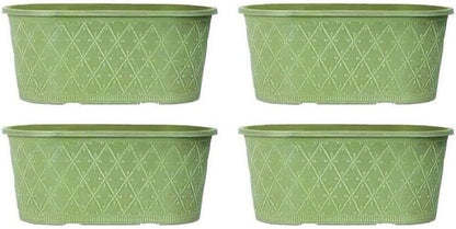 Powdered Whitewashed Trough Window Box 42cm – Decorative Plastic Outdoor Planter with Drainage Holes – Weatherproof Plastic Outdoor Planter with Drainage Holes Flower Pot for Gardens (1, Pink)