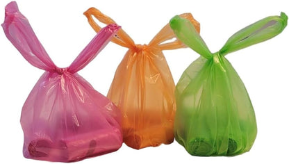 TidyZ 240 DOGGY BAGS WITH TIE HANDLES, POCKET PACK, RAINBOW COLOURS (12 rolls of 20 bags)