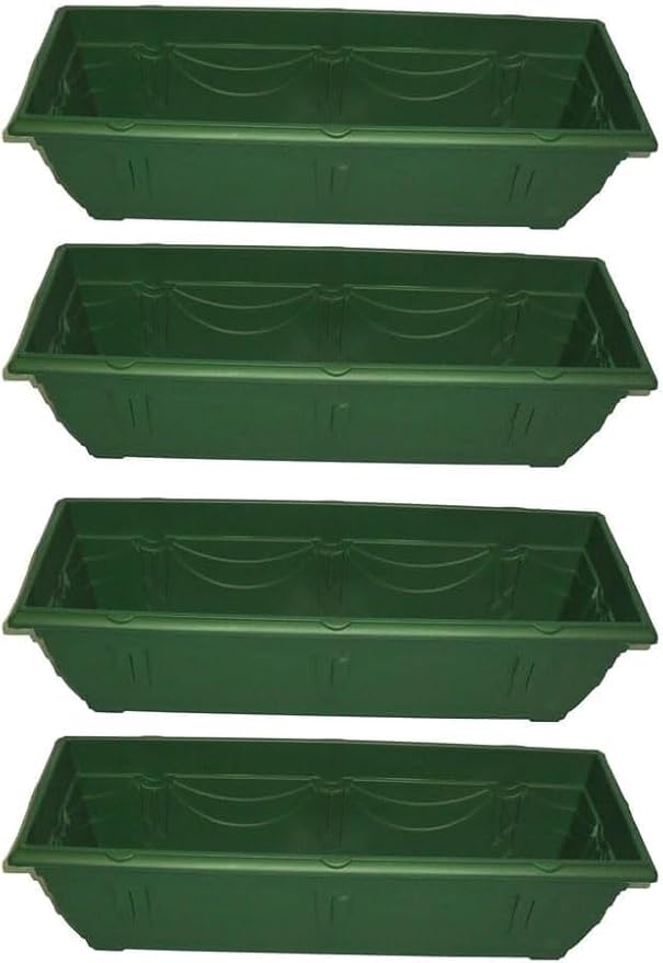 shopior Venetian Window Box Planter Pot– Durable Rectangle Plastic Outdoor Planters for Home & Garden | Planting Trough for Windows (Terracotta - Pack 6, 60cm - (Window Box))