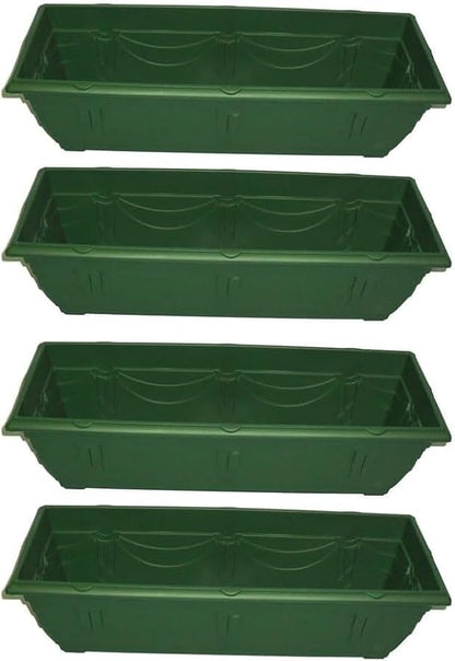 shopior Venetian Window Box Planter Pot– Durable Rectangle Plastic Outdoor Planters for Home & Garden | Planting Trough for Windows (Terracotta - Pack 6, 60cm - (Window Box))