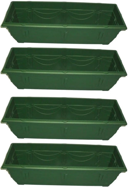 shopior Venetian Window Box Planter Pot– Durable Rectangle Plastic Outdoor Planters for Home & Garden | Planting Trough for Windows (Green - Pack 1, 40cm - (Window Box))