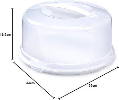 Airtight BPA-free Plastic Reusable Storage Cake Box | Portable Takeaway Food Storage Container with Lid | Cake Carrier with Handle Box | Lockable Cover Box Multipack (Plastic, Three Pack Square)