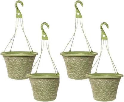 30cm Hanging Basket - Decorative Round Garden Flower Plant Pot | Woven Flower Outdoor Decorative Planter – Weatherproof Plastic with Drainage Holes –For Gardens & Balconies (Purple, Pack of 2)