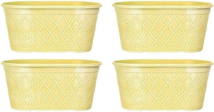 Powdered Whitewashed Trough Window Box 42cm – Decorative Plastic Outdoor Planter with Drainage Holes – Weatherproof Plastic Outdoor Planter with Drainage Holes Flower Pot for Gardens (1, Pink)