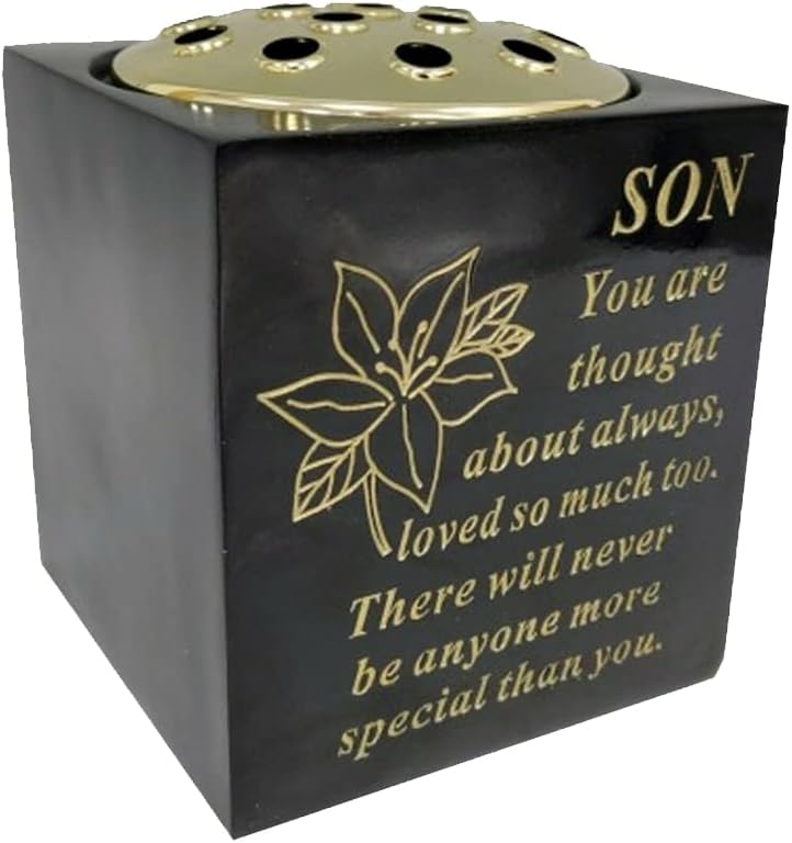 Graveside Memorial Vase – Weatherproof Grave Flower Container with Removable Lid – Elegant Cemetery Tribute Vase | Remembrance Ornament, Sympathy Gift for Loved One (Brother)