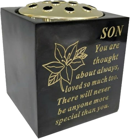 Graveside Memorial Vase – Weatherproof Grave Flower Container with Removable Lid – Elegant Cemetery Tribute Vase | Remembrance Ornament, Sympathy Gift for Loved One (Brother)