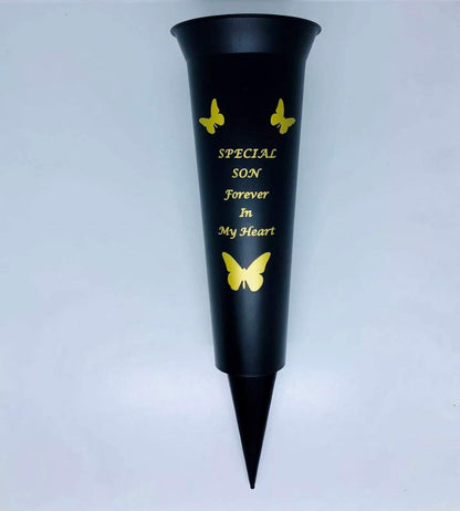 David Fischhoff Special Son Verse Graveside Memorial Grave Spiked Flower Vase