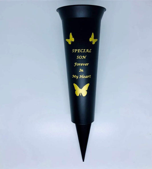 David Fischhoff Special Son Verse Graveside Memorial Grave Spiked Flower Vase