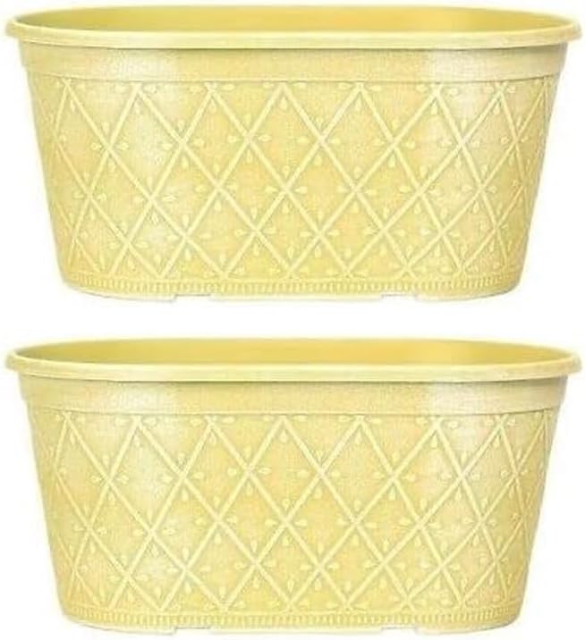 Powdered Whitewashed Trough Window Box 42cm – Decorative Plastic Outdoor Planter with Drainage Holes – Weatherproof Plastic Outdoor Planter with Drainage Holes Flower Pot for Gardens (1, Pink)