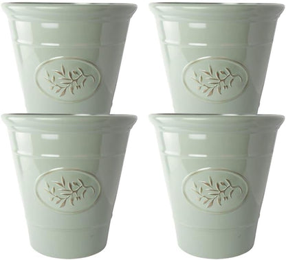 Classic Olive Plastic Planter for Gardening – Outdoor & Indoor Flowers Pot with Glossy Finish | Weatherproof Plant Pot with Drainage Holes – Flower Pots for Gardens & Balconies (Grey, 23cm-Pack 2)