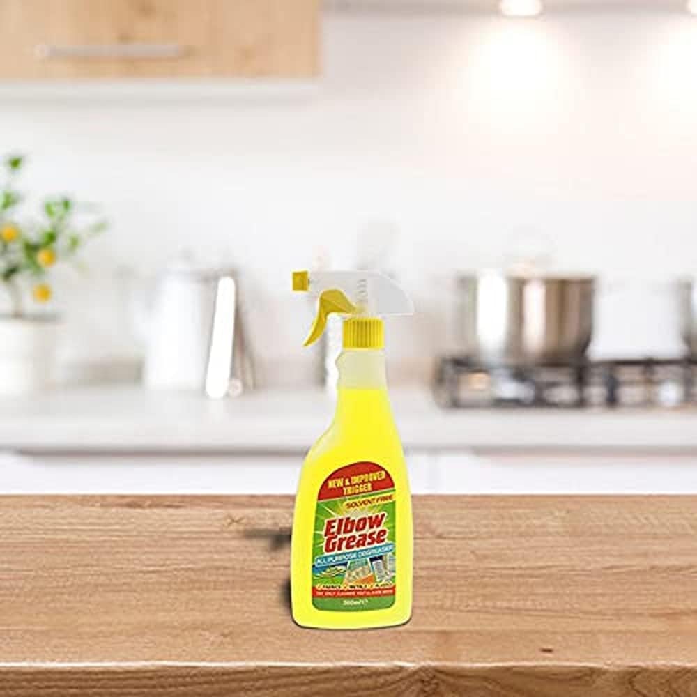 Elbow Grease Multi Surface Degreaser Spray Bottle | Kitchen Laundry Household Cleaner | Clothes Stain Remover - Antibacterial & Multipurpose Spray | Yellow, 500ml (2)