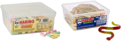 HARIBO sweets 810g tub, RHUBARB AND CUSTARD