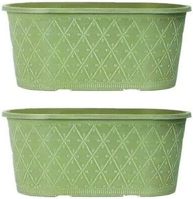 Powdered Whitewashed Trough Window Box 42cm – Decorative Plastic Outdoor Planter with Drainage Holes – Weatherproof Plastic Outdoor Planter with Drainage Holes Flower Pot for Gardens (1, Pink)