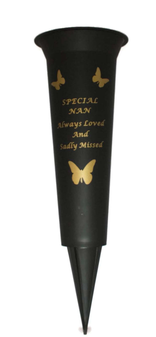 Special Nan Verse Graveside Memorial Grave Spiked Flower Vase