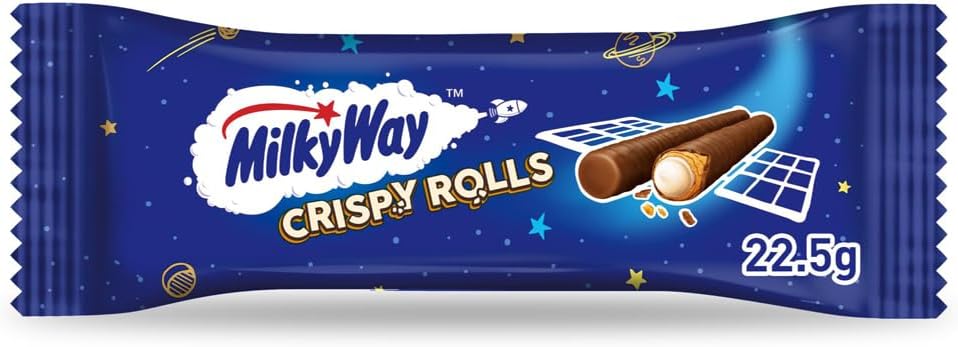 MILKY WAY Crispy Rolls, Milk Chocolate, Biscuit Snack bar, Single 22.5 g (1 x 24 Bars)