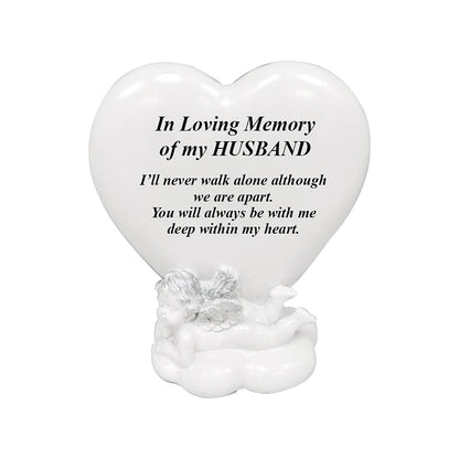 OnlineStreet Memorial Heart Plaques Grave Cherub Ornaments - Personalised Grave Decoration Plaques, Cherub, Engraved with Remembrance Quotes in Loving Memory of your Special Ones (Husband)