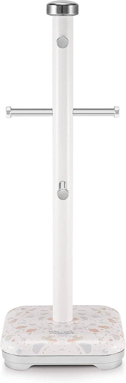 Tower T826152TAN Terrazzo 6 Branch Mug Tree and Kitchen Towel Pole, Tan