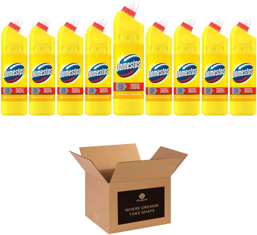 Domestos Thick Bleach Multi Purpose Disinfectant Cleaner | Germ Removal, Prevents Limescale 3x Longer, Antibacterial Toilet Cleaner, Bathroom, Kitchen & Drain Cleaner | 750ml (9, Citrus Fresh)