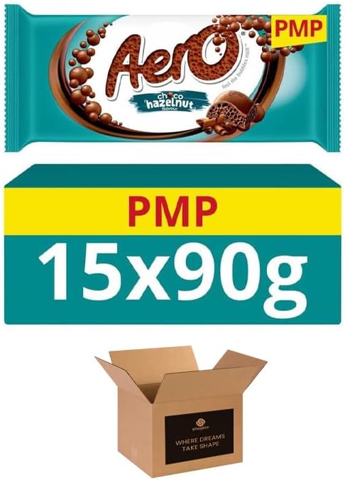 Aeroo Flavoured Aerated Milk Chocolate Sharing Bars - Light & Bubbly Texture | Cocoa Treats for Gifting, Parties, Events or Everyday Choco Treat - 15 x 90g (Aeroo Coconut-15 Bars-90g)
