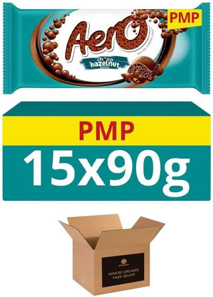 Aeroo Flavoured Aerated Milk Chocolate Sharing Bars - Light & Bubbly Texture | Cocoa Treats for Gifting, Parties, Events or Everyday Choco Treat - 15 x 90g (Aeroo Coconut-15 Bars-90g)