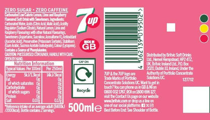 7UP Zero Pink Lemonade, 500ml Bottle (Pack of 24)