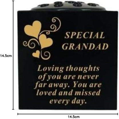 David Fischhoff Graveside Memorial Black & Gold Rose Bowl with Hearts - Special Grandad