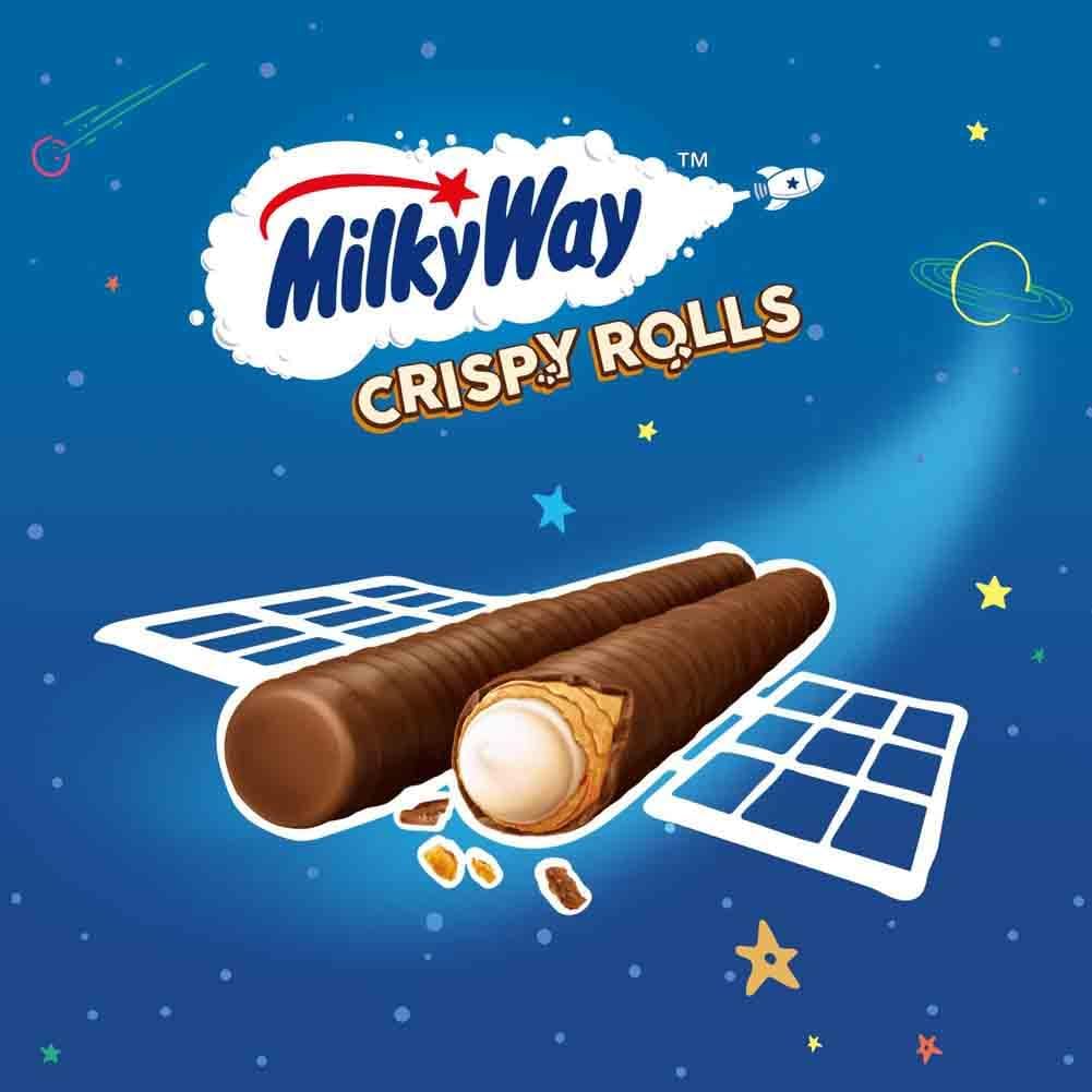 MILKY WAY Crispy Rolls, Milk Chocolate, Biscuit Snack bar, Single 22.5 g (1 x 24 Bars)