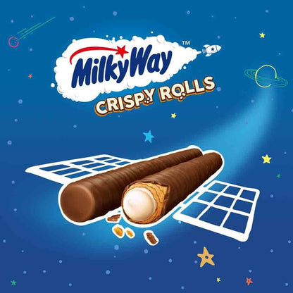 MILKY WAY Crispy Rolls, Milk Chocolate, Biscuit Snack bar, Single 22.5 g (1 x 24 Bars)