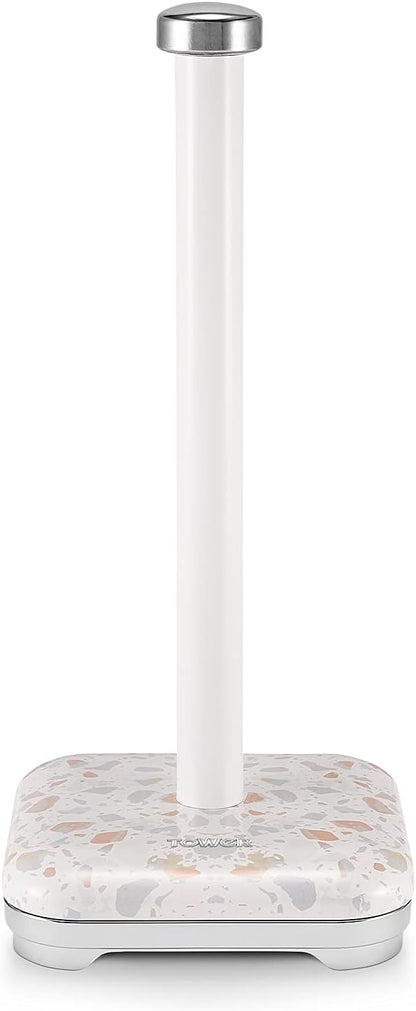 Tower T826152TAN Terrazzo 6 Branch Mug Tree and Kitchen Towel Pole, Tan