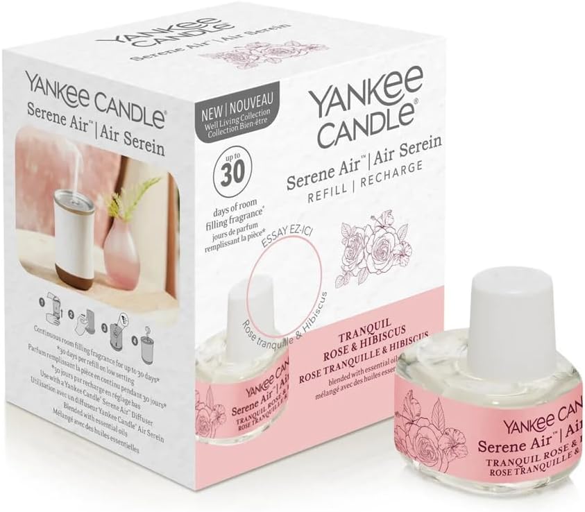 Air Diffuser Fragrance Refill | Natural Fragrances with Essential Oils | Scented Refills | Up to 4 Weeks of Long Lasting Scent - 17ml (Single - Pack 1, Tranquil Rose & Hibiscus)