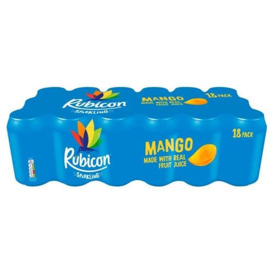 Rubicon 18 Pack Sparkling Mango Flavoured Fizzy Drink with Real Fruit Juice, Handpicked Fruits for a Temptingly Intense Taste "Made of Different Stuff" - 18 x 330ml Cans