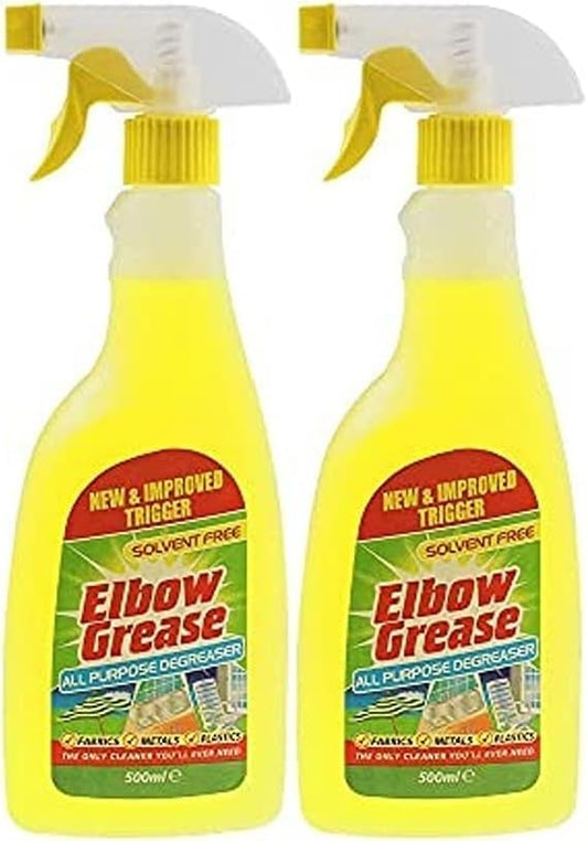 Elbow Grease Multi Surface Degreaser Spray Bottle | Kitchen Laundry Household Cleaner | Clothes Stain Remover - Antibacterial & Multipurpose Spray | Yellow, 500ml (2)