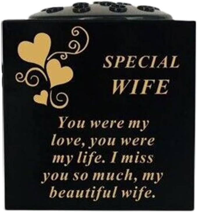 Graveside Memorial Rose Bowl Vase – Weatherproof Grave Flower Container with Removable Lid – Elegant Cemetery Tribute Vase | Remembrance Ornament, Sympathy Gift for Loved One (Husband)