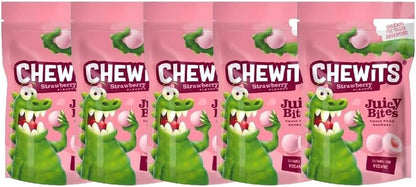 Chewits Juicy Bites 115g | Raspberry, Strawberry, Apple & Lemon Sour Flavoured Chewy Sweets | Real Fruit Juice, Soft Chews for Kids & Adults (Chewits Strawberry)