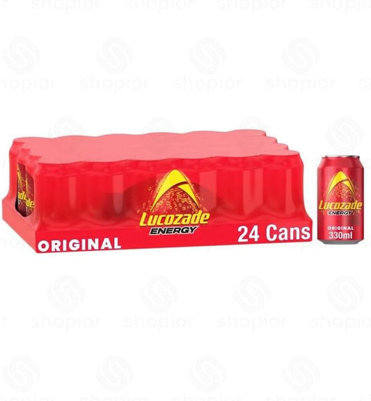 LUCOZADE ENERGY DRINK ORIGINAL 330ml CANS (24 PACK)