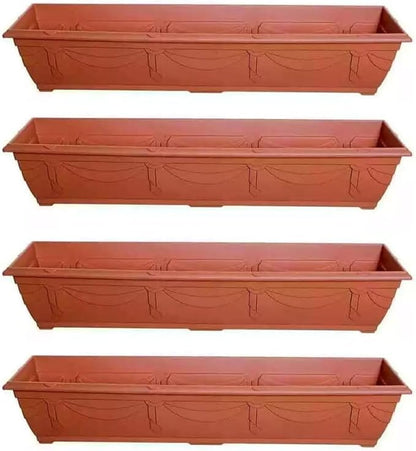 shopior Venetian Window Box Planter Pot– Durable Rectangle Plastic Outdoor Planters for Home & Garden | Planting Trough for Windows (Green - Pack 1, 40cm - (Window Box))