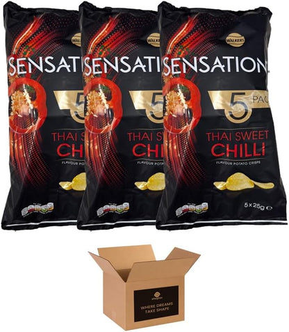 Walkers Sensations Crisps – Bold Spicy Sweet Flavour | 3 Pack | Premium Crunchy