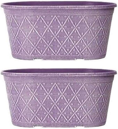 Powdered Whitewashed Trough Window Box 42cm – Decorative Plastic Outdoor Planter with Drainage Holes – Weatherproof Plastic Outdoor Planter with Drainage Holes Flower Pot for Gardens (1, Pink)