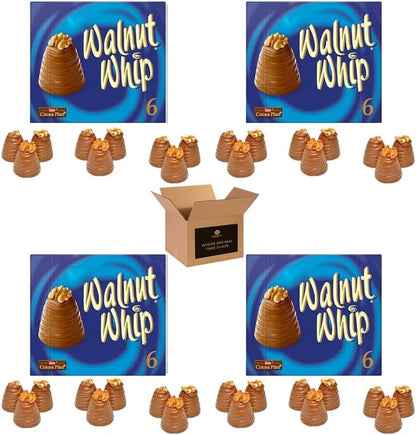 Walnut Whip Chocolate Gift Box – Classic Milk Chocolate with Creamy Centre & Walnut Topping | Treats for Kids | Choco Gift for Birthdays, Xmas, Hampers & Sharing - 180g (6 x 30g) (Pack 1)