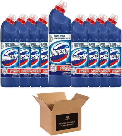 Domestos Thick Bleach Multi Purpose Disinfectant Cleaner | Germ Removal, Prevents Limescale 3x Longer, Antibacterial Toilet Cleaner, Bathroom, Kitchen & Drain Cleaner | 750ml (9, Citrus Fresh)