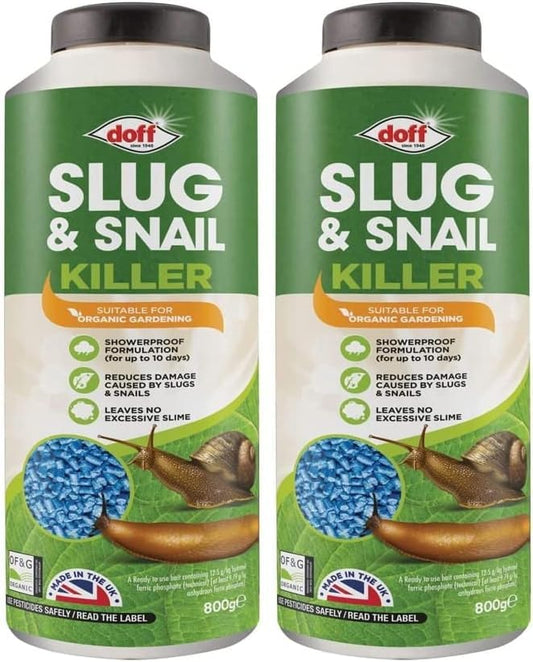 Slug & Snail Killer Max, 800G Powerful Slug Killer Pellets for Protecting Ornamental Plants and Garden Vegetables Snail Repellant Best for Organic Gardening (Pack 0f 2)