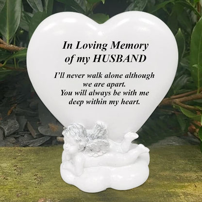 OnlineStreet Memorial Heart Plaques Grave Cherub Ornaments - Personalised Grave Decoration Plaques, Cherub, Engraved with Remembrance Quotes in Loving Memory of your Special Ones (Husband)